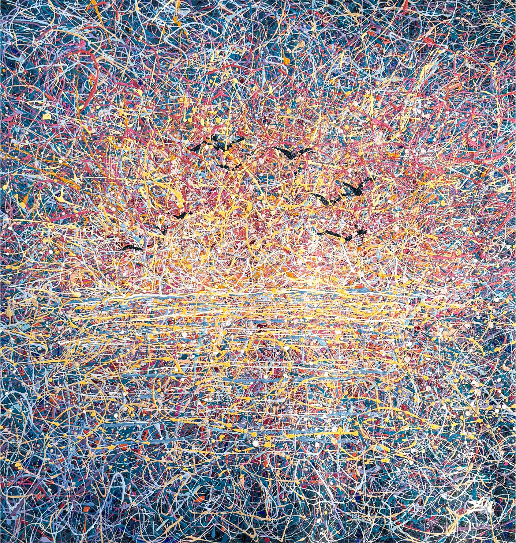 Nadin Antoniuk, Sunrise with red lines (early sunrise) square (Stretched) Nadin Antoniuk, Sunrise with red lines (early sunrise) square (Stretched)
