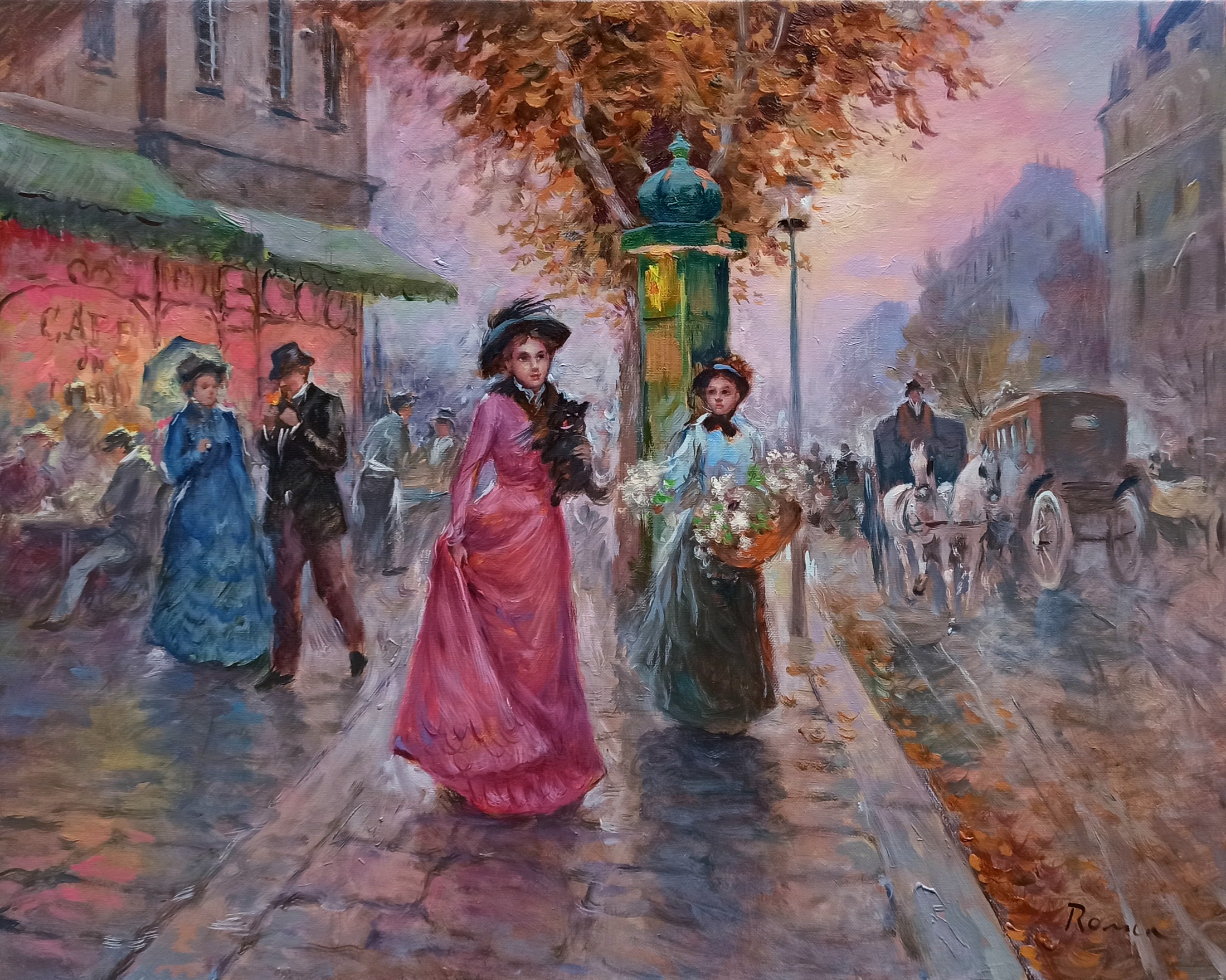 Domenico Ronca, The city at sunset - France Paris painting Domenico Ronca, The city at sunset - France Paris painting