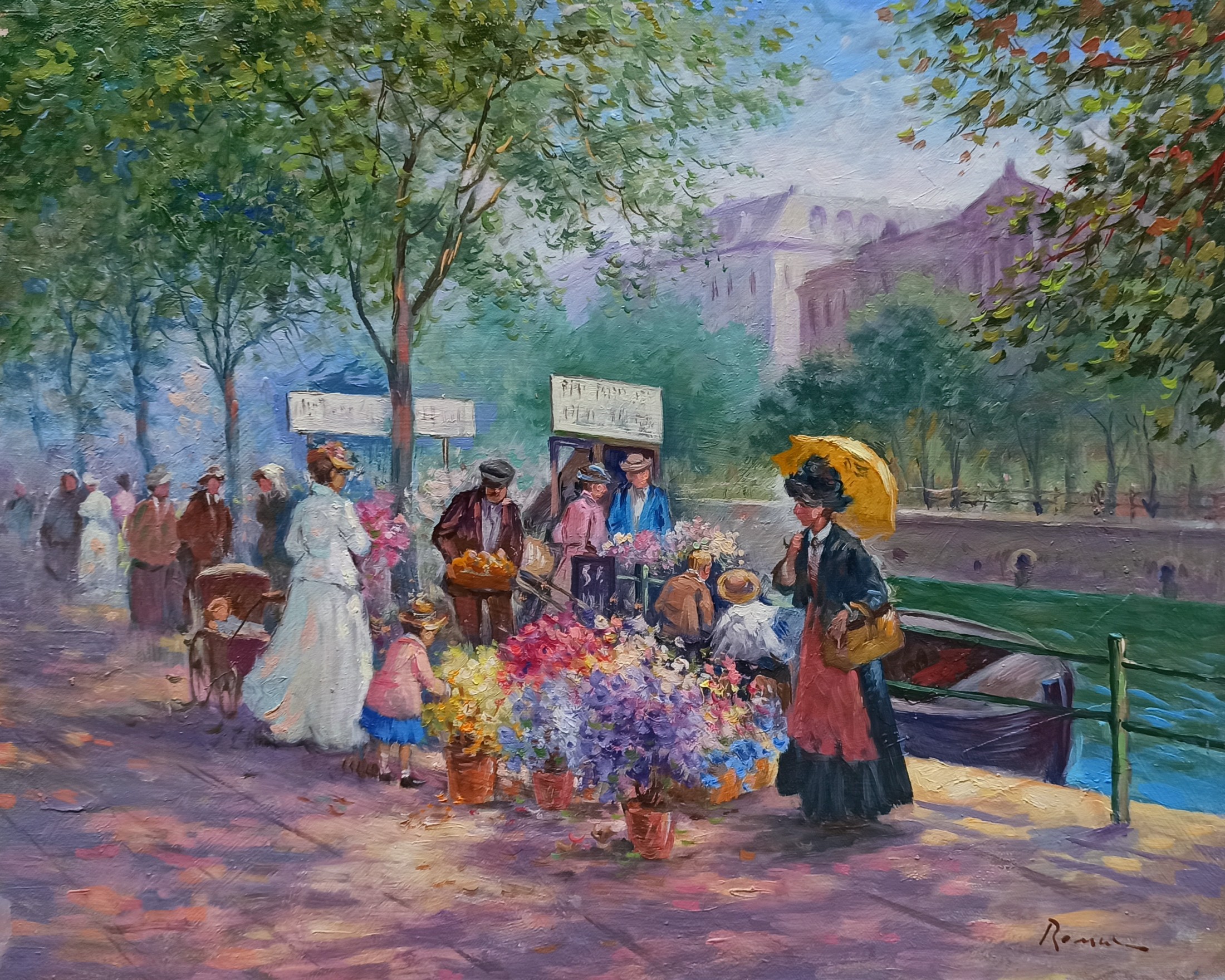 Domenico Ronca, Along the Seine - France Paris painting Domenico Ronca, Along the Seine - France Paris painting