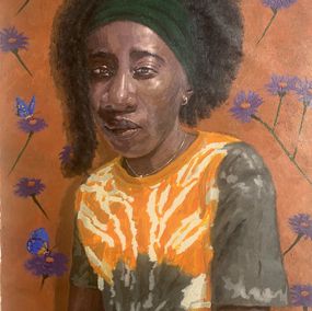 Gemälde, Lonely With Thoughts 2 - 21st Century, Contemporary, Figurative Portrait, Women, Olamilekan Bello