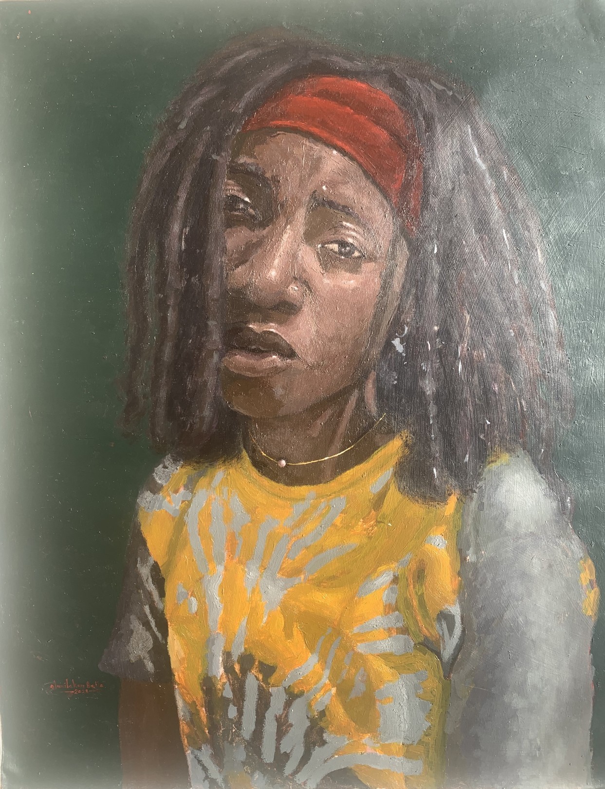 Olamilekan Bello, Lonely With Thoughts 1 - 21st Century, Contemporary, Figurative Portrait, Women Olamilekan Bello, Lonely With Thoughts 1 - 21st Century, Contemporary, Figurative Portrait, Women