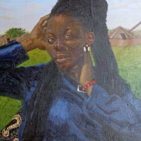 Gemälde, Fehintola (Water in the Hole) -21st Century, Contemporary, Figurative, Landscape, Olamilekan Bello
