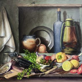 Gemälde, Old Lantern and Fresh Catch, Arayik Murdaynan