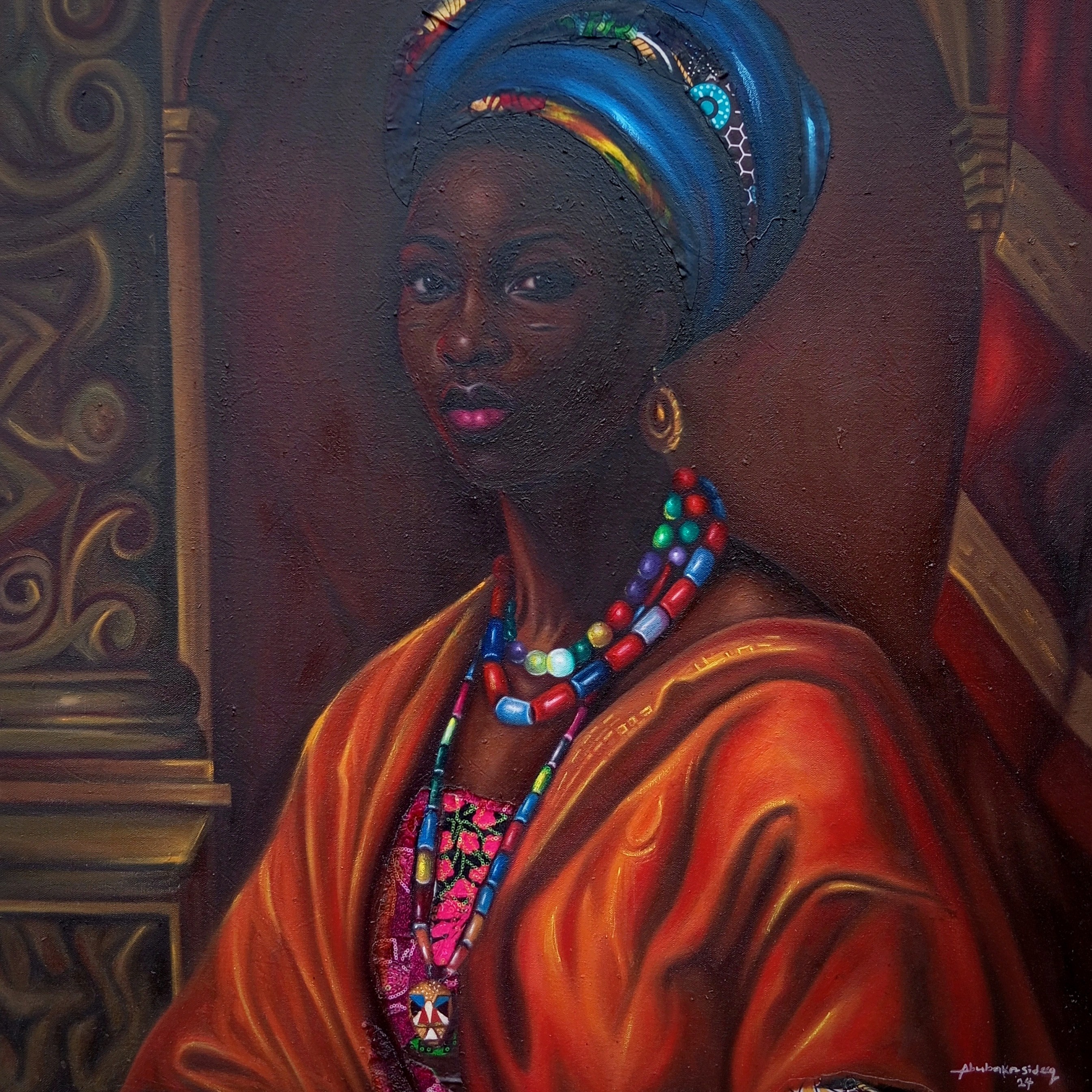 Bakare Abubakri-sideeq Babatunde, Onileke Ara (Beaded in Style) 2 - 21st Century Contemporary, African Woman, Beads Bakare Abubakri-sideeq Babatunde, Onileke Ara (Beaded in Style) 2 - 21st Century Contemporary, African Woman, Beads
