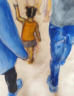 Gemälde, Gare du Nord, Dans la Foule une fille Avec Son Papa, Fabrizia Conti