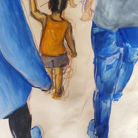 Gemälde, Gare du Nord, Dans la Foule une fille Avec Son Papa, Fabrizia Conti