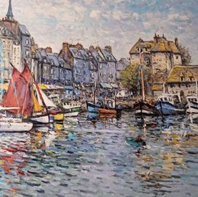 Peinture, Honfleur Le Vieux Bassin, Jean Bernard Trotzier