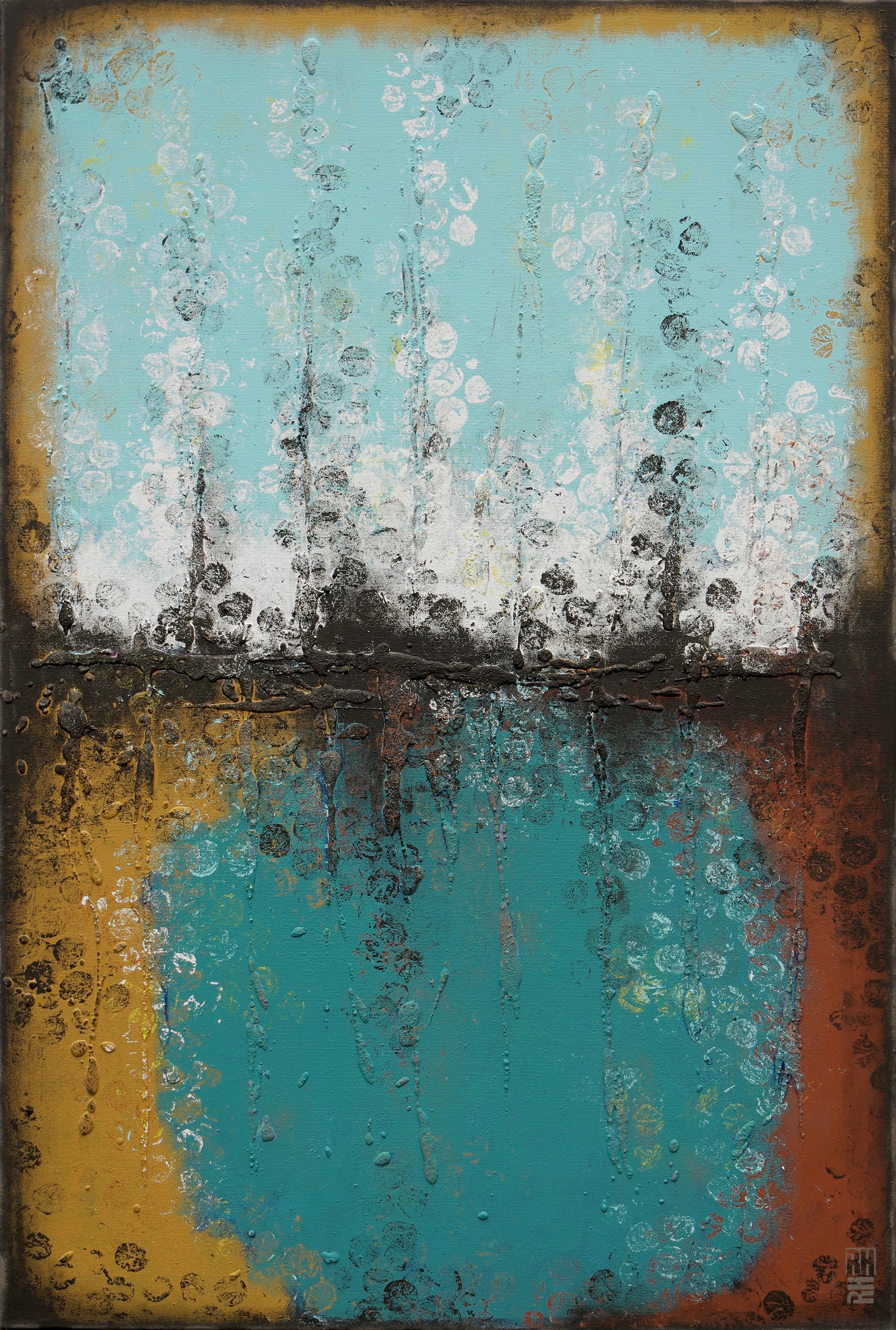 Ronald Hunter, Boiling Bubbles Original incl. black floating frame Ronald Hunter, Boiling Bubbles Original incl. black floating frame