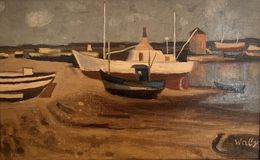 Painting, Vue d'un petit port, Walter Félix Waly Wutrich