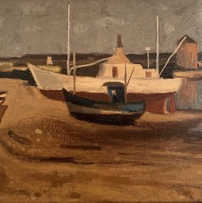 Gemälde, Vue d'un petit port, Walter Félix Waly Wutrich