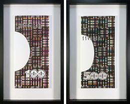 Zeichnungen, Anverso Derecha 100 / 500 Valor Real Diptych, Rodrigo Spinel