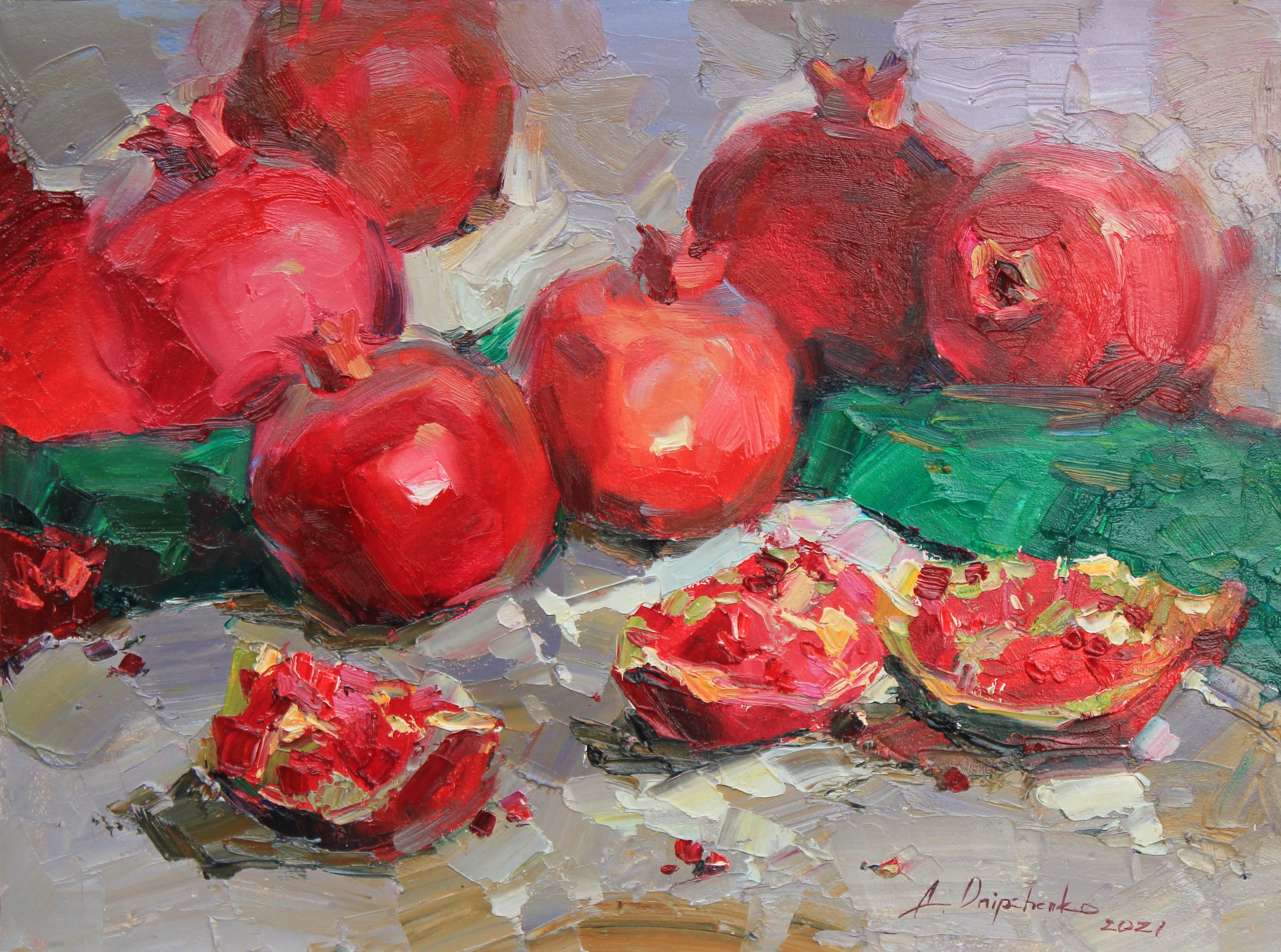 Alisa Onipchenko-Cherniakovska, Pomegranate on grey Alisa Onipchenko-Cherniakovska, Pomegranate on grey
