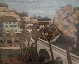 Painting, La Saune, Cour d'eau français, Albert Joseph Januarius Di Décarli