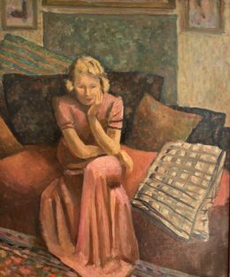 Peinture, Jeune femme assise dans l'atelier de l'artiste, Alexandre De Spengler