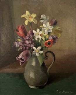 Peinture, Nature morte au pichet gris en terre cuite, Alexis Louis Roche