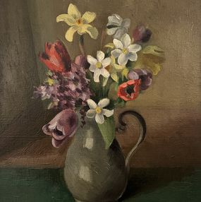 Gemälde, Nature morte au pichet gris en terre cuite, Alexis Louis Roche