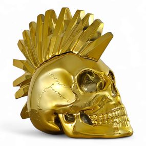 Sculpture, Punky Skull Golden, Sther