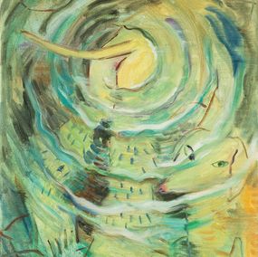 Gemälde, Dog in Water, Donglai Meng