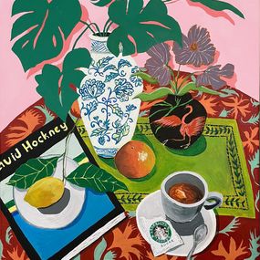 Painting, Afternoon Coffee with Hockney, Shims Seng