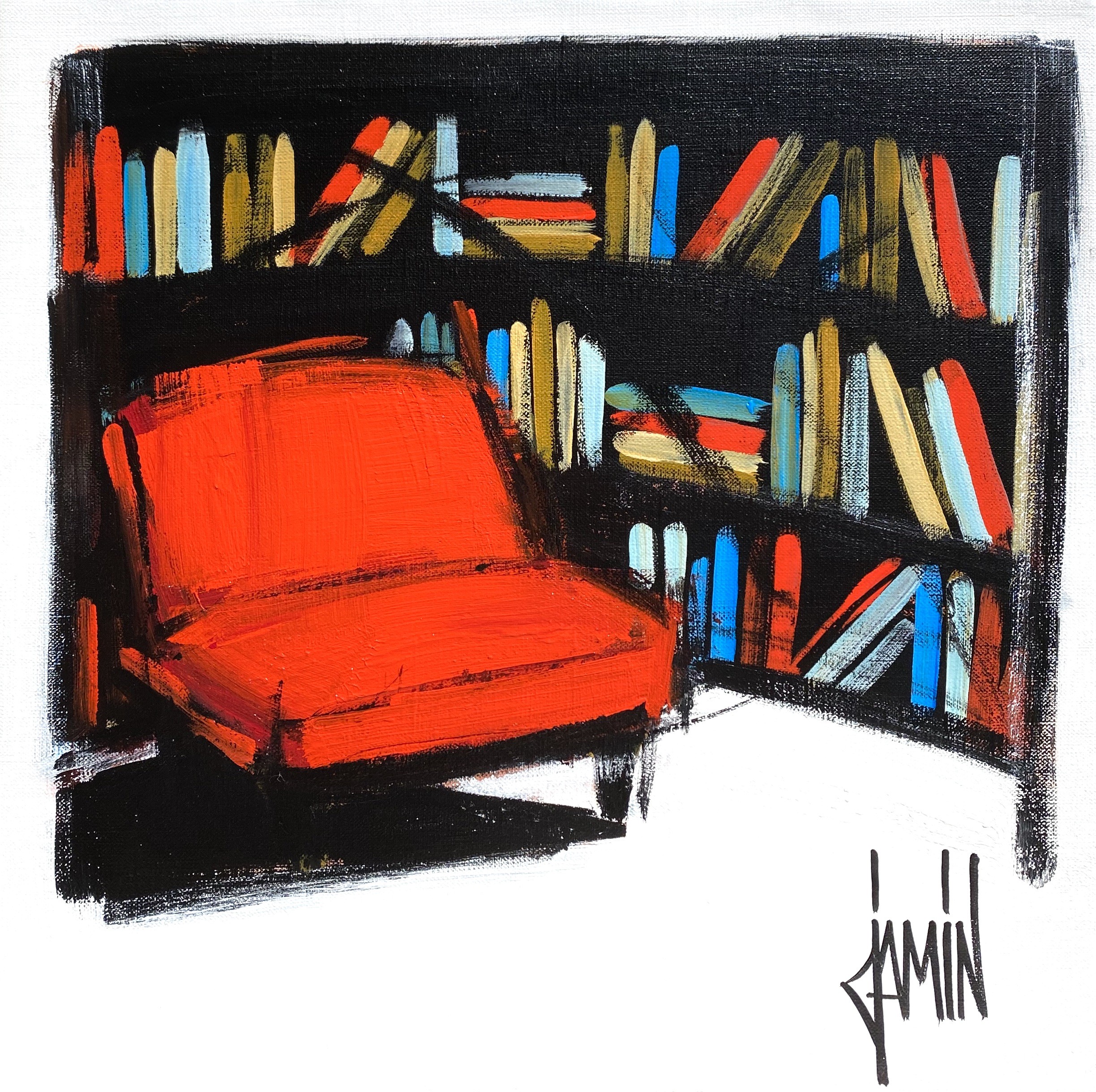 David Jamin, Bibliothèque au fauteuil rouge David Jamin, Bibliothèque au fauteuil rouge