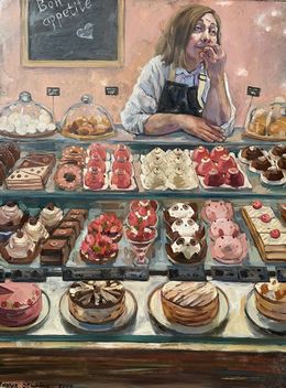 Gemälde, Bon appetitt .Self-portrait., Nadezda Stupina