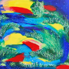 Gemälde, Falling waterfalls 03, Aasiri Wickremage