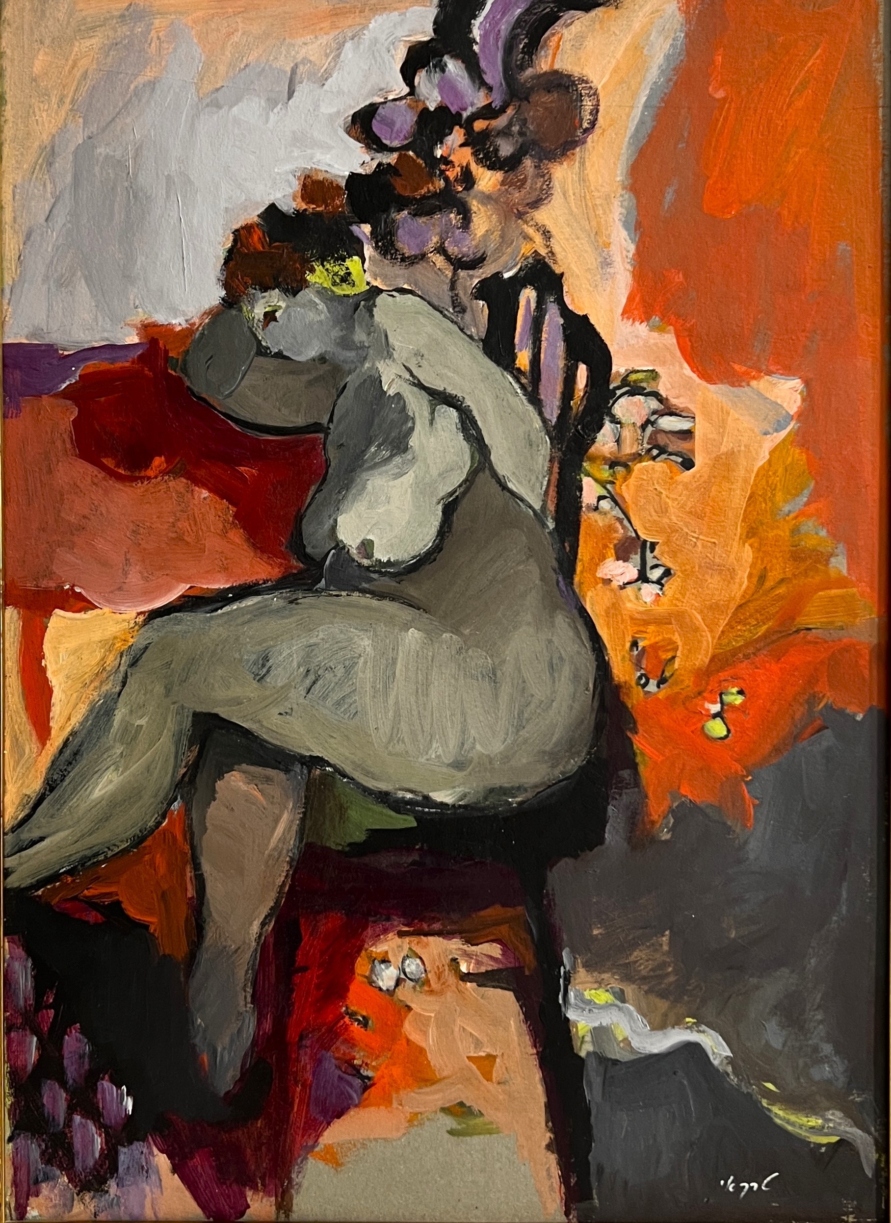 Itzchak Tarkay, Lady on a Chair Itzchak Tarkay, Lady on a Chair
