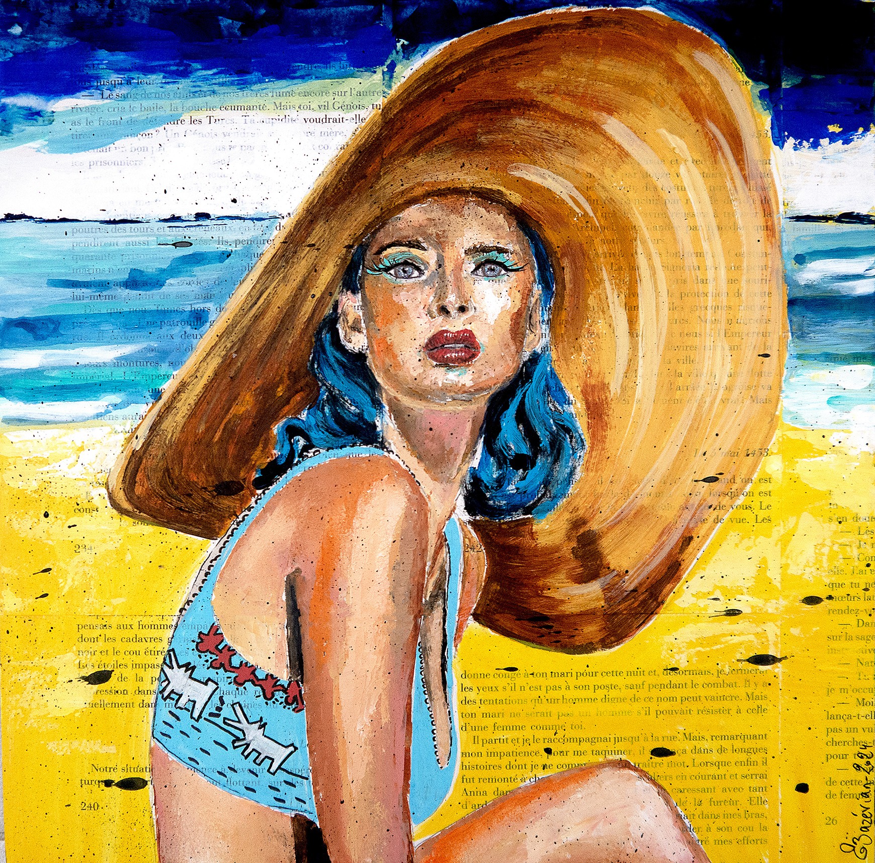 Bazévian Delacapucinière, Summer in La Baule VII - Sun Bathing LA french school artist basel Bazévian Delacapucinière, Summer in La Baule VII - Sun Bathing LA french school artist basel
