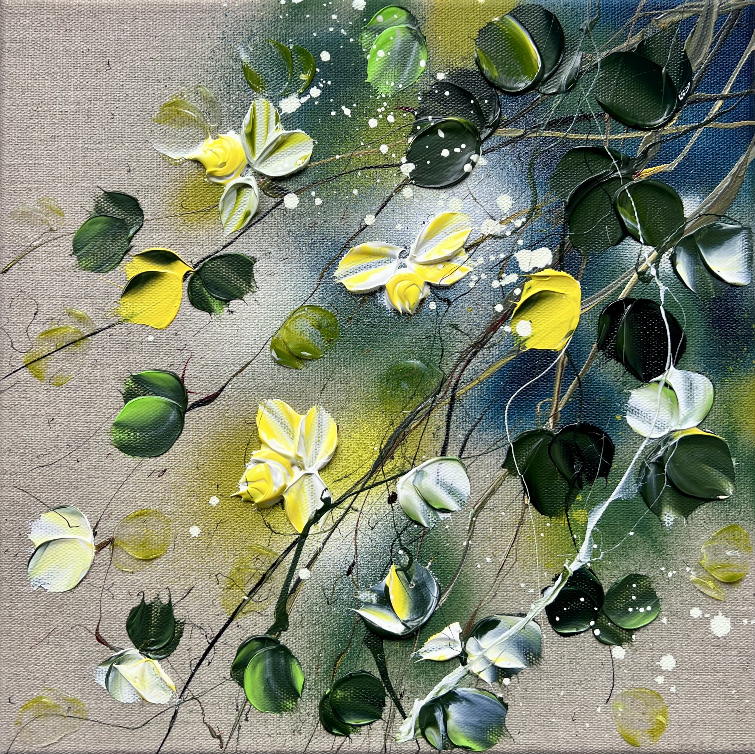 Anastassia Skopp, Yellow Roses - textured floral art Anastassia Skopp, Yellow Roses - textured floral art