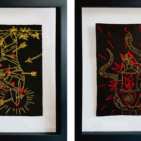 Gemälde, The Hanged Man and The Hermit, Diptych, María José Franco Maldonado