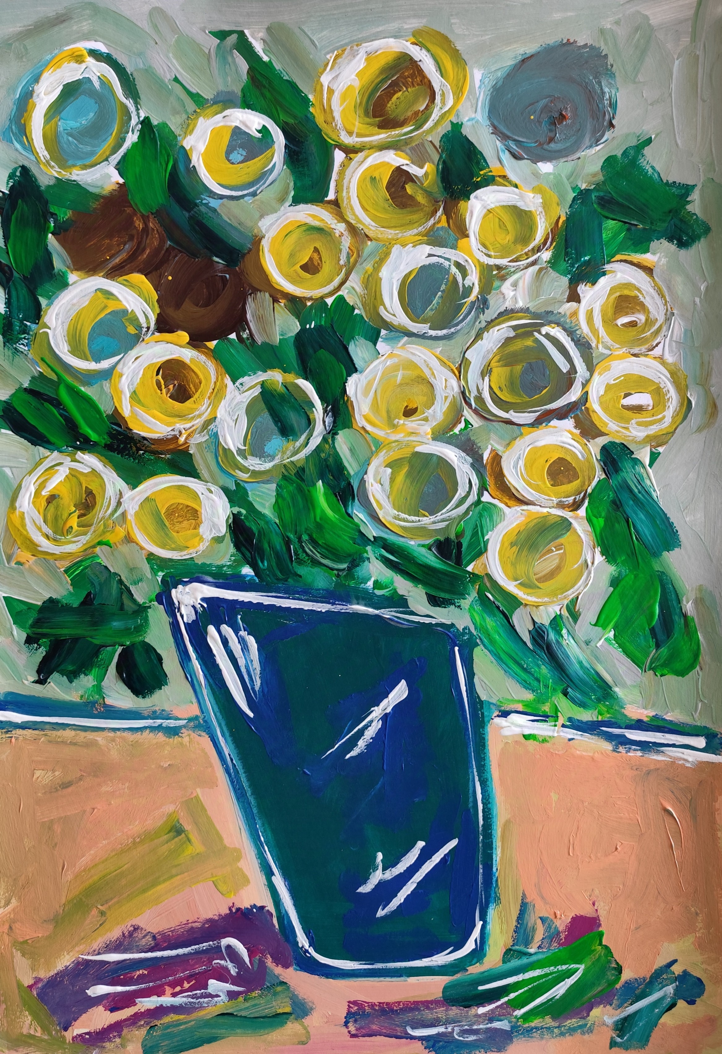 Natalya Mougenot, Fruity aroma of flowers in a blue vase Natalya Mougenot, Fruity aroma of flowers in a blue vase