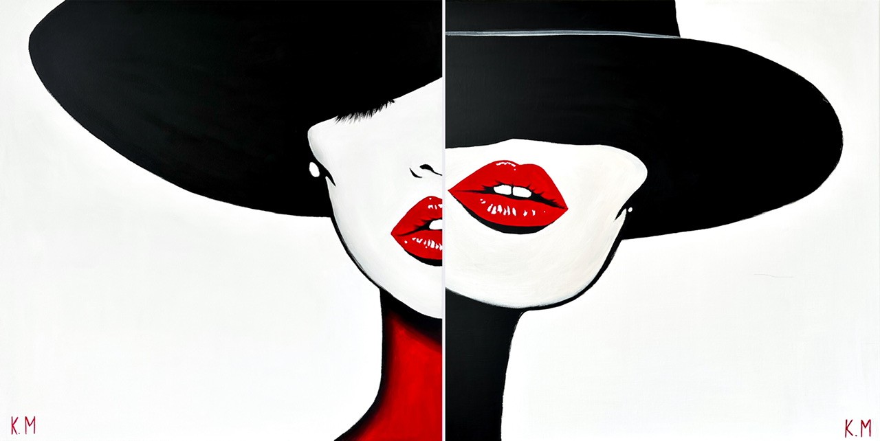 Kristina Mallen, Diptych: Red Lips in Silent Allure Kristina Mallen, Diptych: Red Lips in Silent Allure