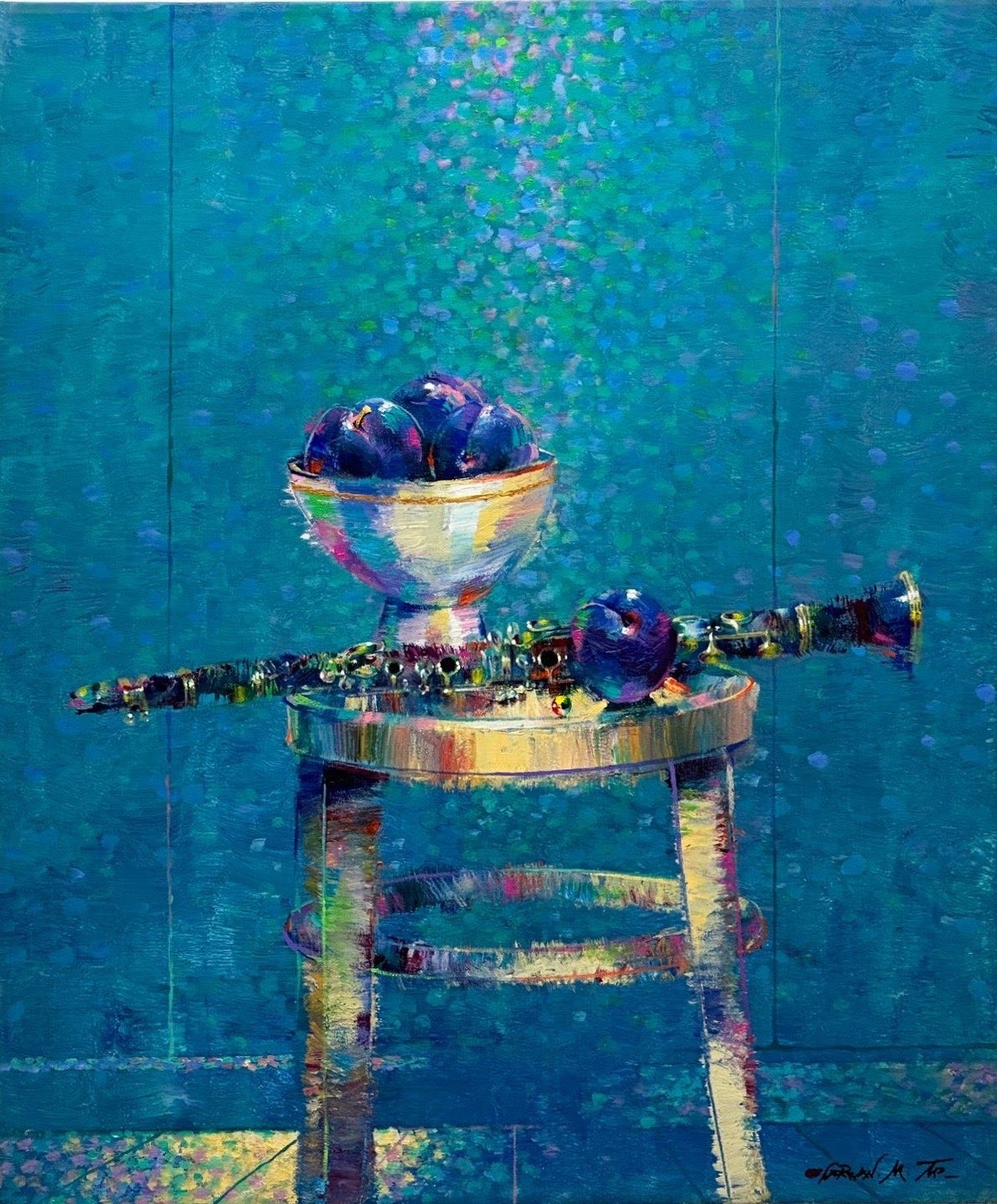 Michael Gorban, Flute, Plums and Stool Michael Gorban, Flute, Plums and Stool