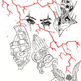 Fine Art Drawings, Les chaines et la violence série Guerre et paix, Adel Legraffeur