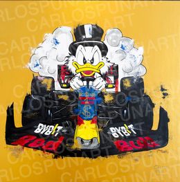 Gemälde, Driven to Success: Scrooge McDuck as Max Verstappen, Carlos Pun Art