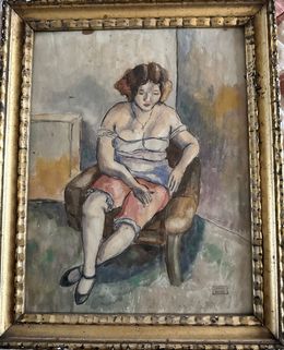 Painting, Femme se deshabillant, Jules Pascin