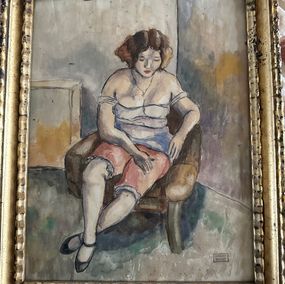 Painting, Femme se deshabillant, Jules Pascin