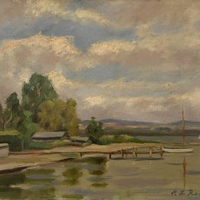 Gemälde, Bord du lac, Genève, Alexis Louis Roche