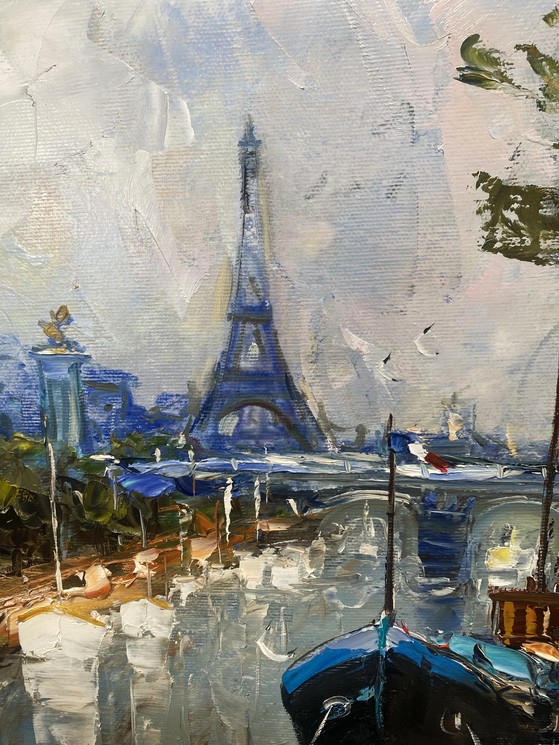 Louis Magre, Les quais de seine Paris, Painting on canvas