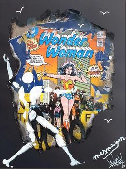 Painting, Wonder Wommen et l'Homme Blanc, Jérôme Mesnager