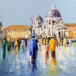 Painting, Carnaval à Venise face à San Giorgio, Célestin Messaggio