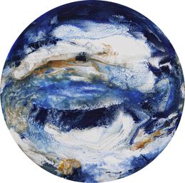 Painting, Planète - série Paysage abstrait vue du ciel - Peinture sur socle, Roselyne Dupetitpré