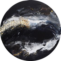 Painting, Lumière obscure - série Paysage abstrait vue du ciel - Peinture sur socle, Roselyne Dupetitpré