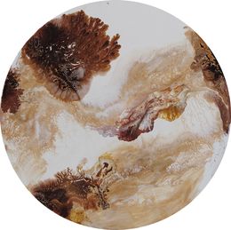 Painting, Terre - série Paysage abstrait vue du ciel - Peinture sur socle, Roselyne Dupetitpré
