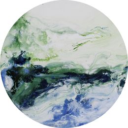 Gemälde, Sous l'océan - série Paysage abstrait marin - Peinture sur socle, Roselyne Dupetitpré