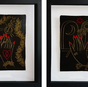 Gemälde, The Empress and The High Priest, Diptych, María José Franco Maldonado