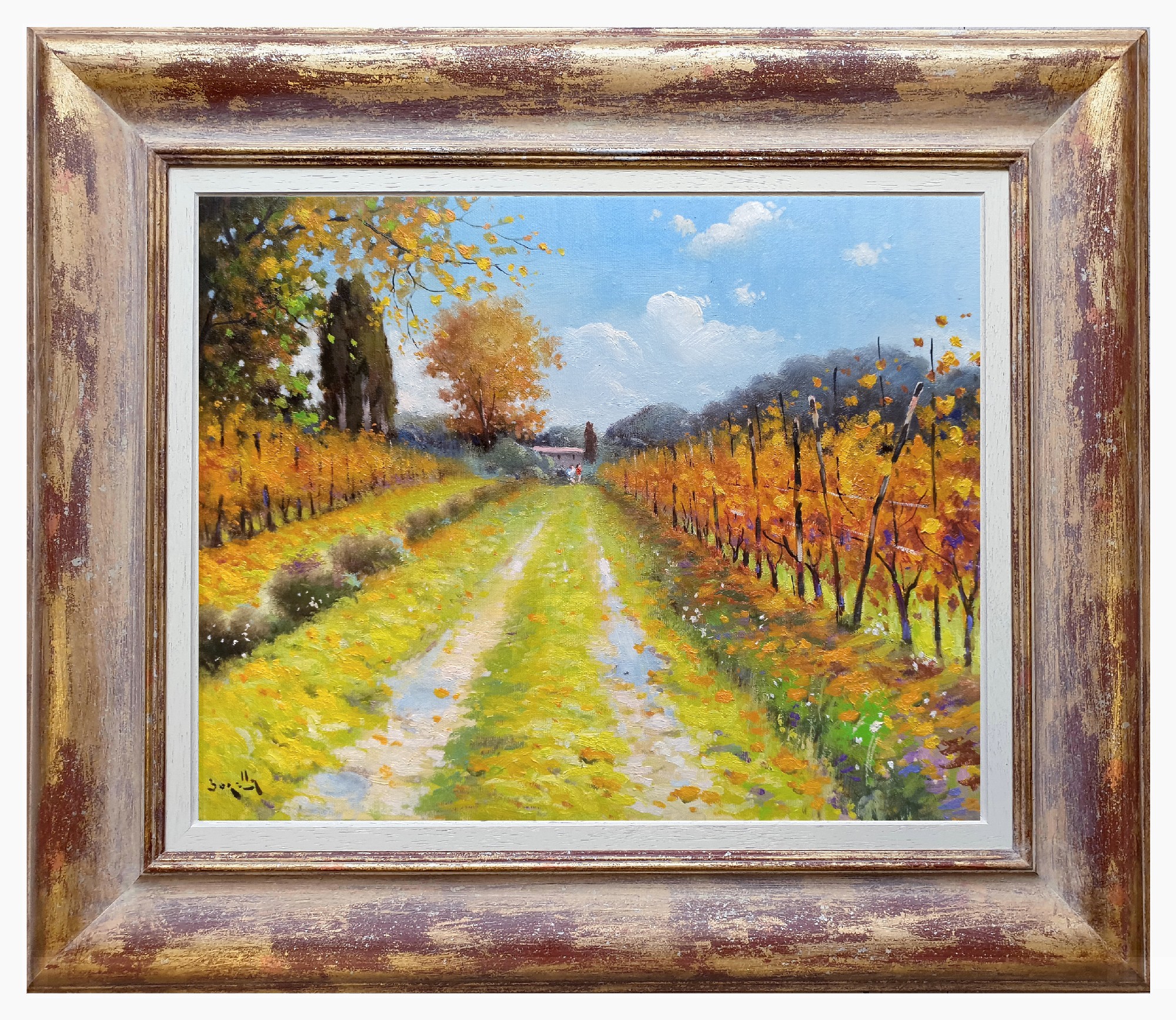 Andrea Borella, Autumn impression - Tuscany painting landscape & frame Andrea Borella, Autumn impression - Tuscany painting landscape & frame