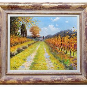 Gemälde, Autumn impression - Tuscany painting landscape & frame, Andrea Borella