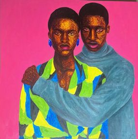 Painting, True Friend 1 - 21st Century, Contemporary, Figurative Portrait, Women Love Men, Daniel Owoeye
