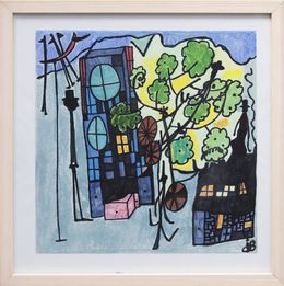 Fine Art Drawings, Le vélo dans les Arbres - Scène de vie imaginaire, Justine Bonvarlet